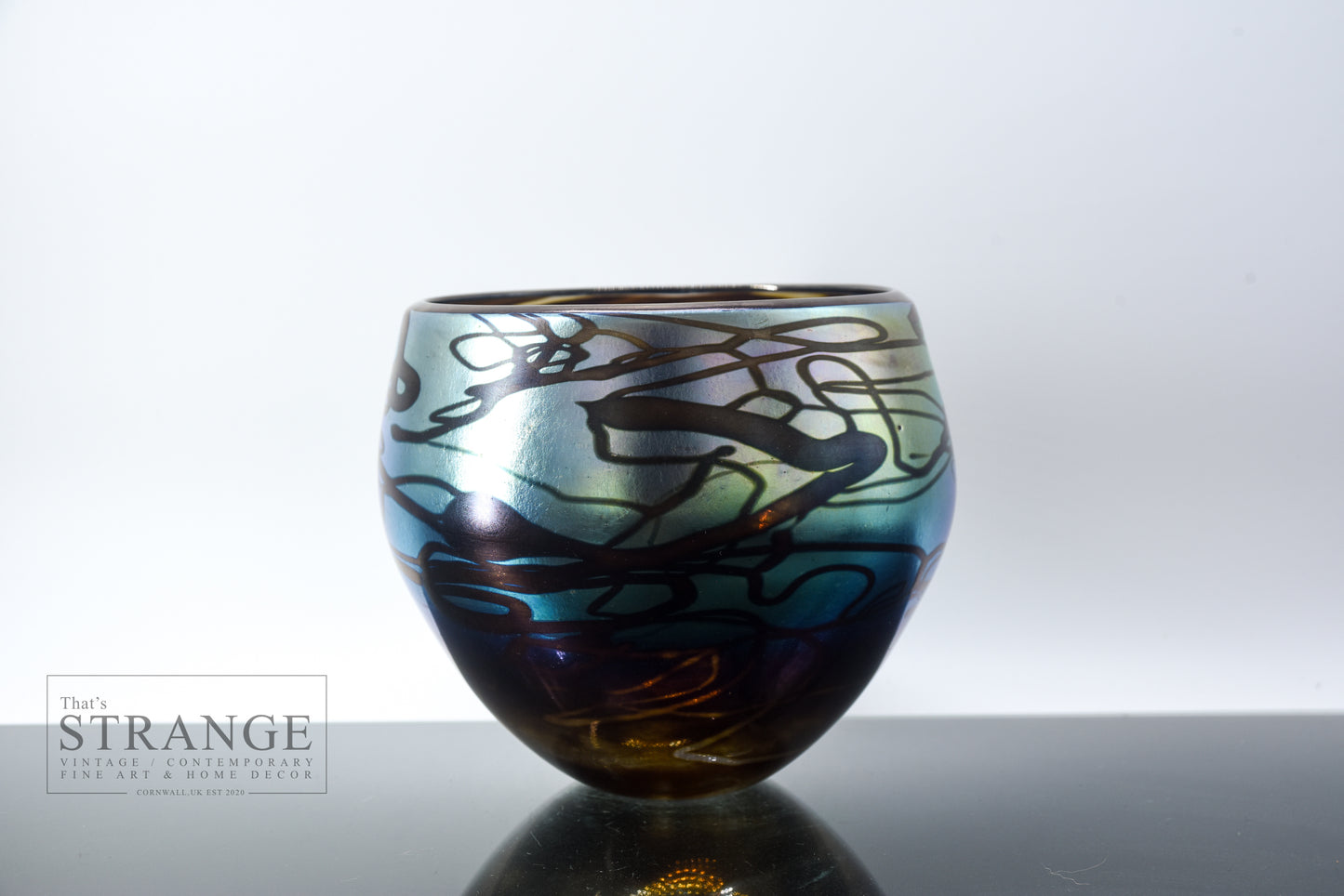 Norman Stuart Clarke 'Morning Glory' Iridescent Glass Bowl