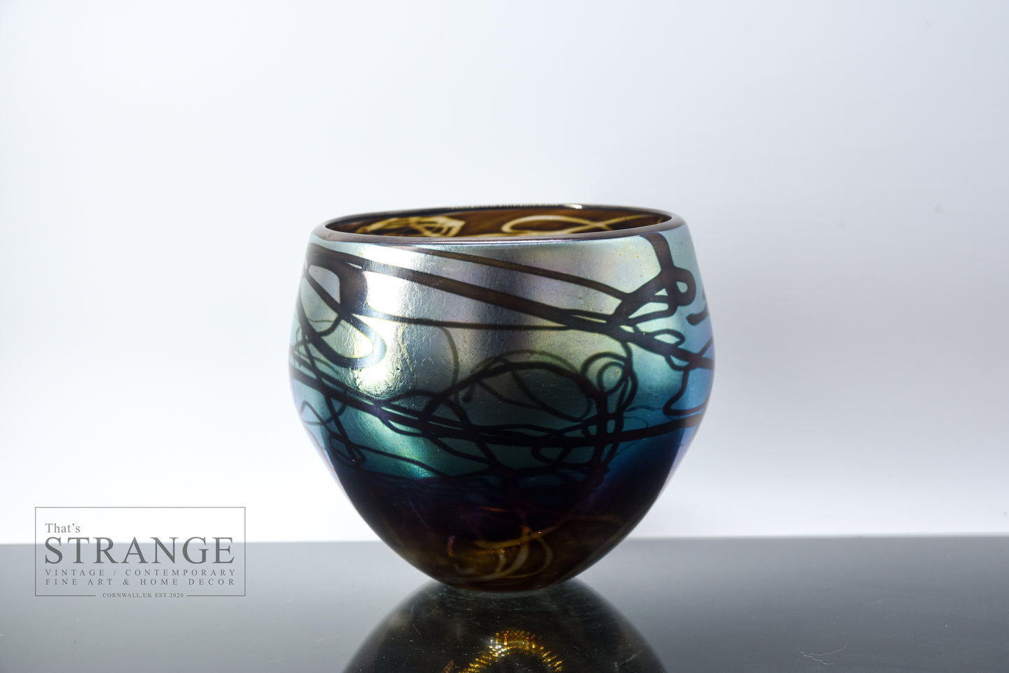 Norman Stuart Clarke 'Morning Glory' Iridescent Glass Bowl