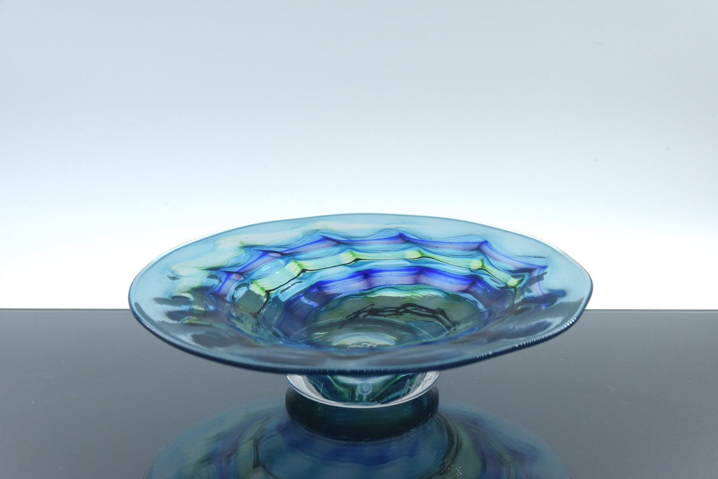 Peter Layton 'Lapis' Studio Glass Footed Bowl