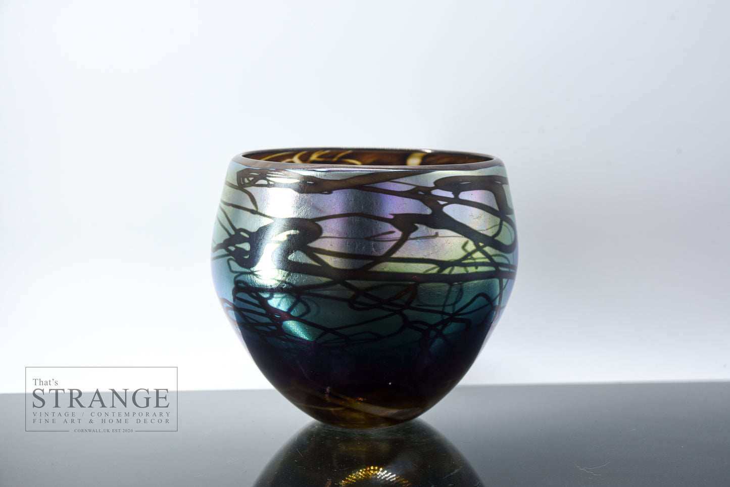 Norman Stuart Clarke 'Morning Glory' Iridescent Glass  Bowl