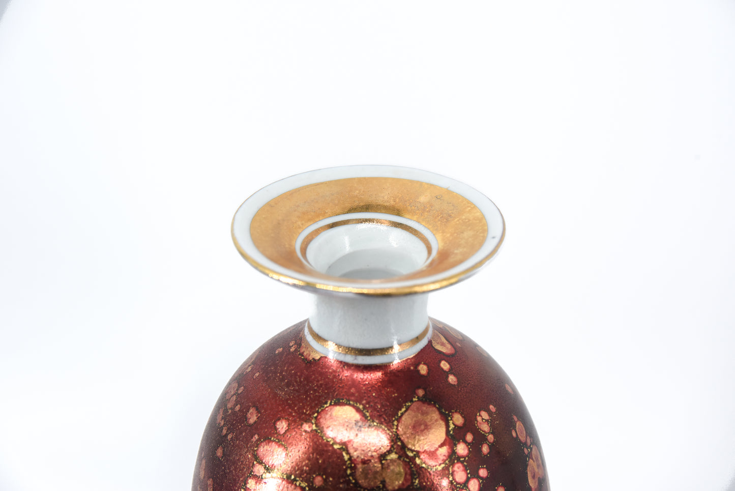 John Davidson Metallic Red & Gold Studio Porcelain Vase