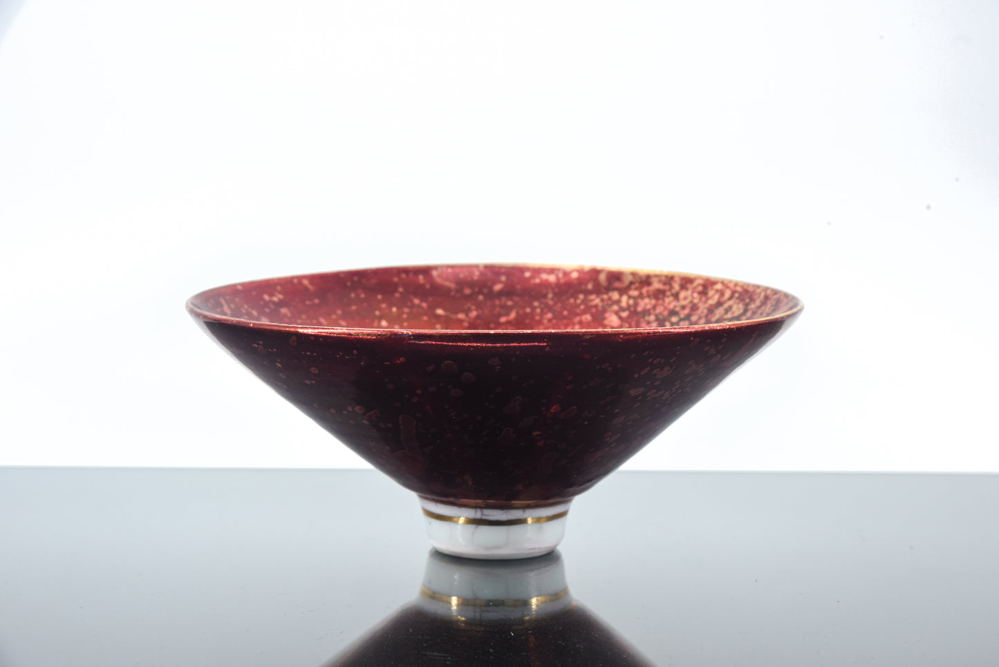 John Davidson Metallic Red & Gold Studio Porcelain Bowl