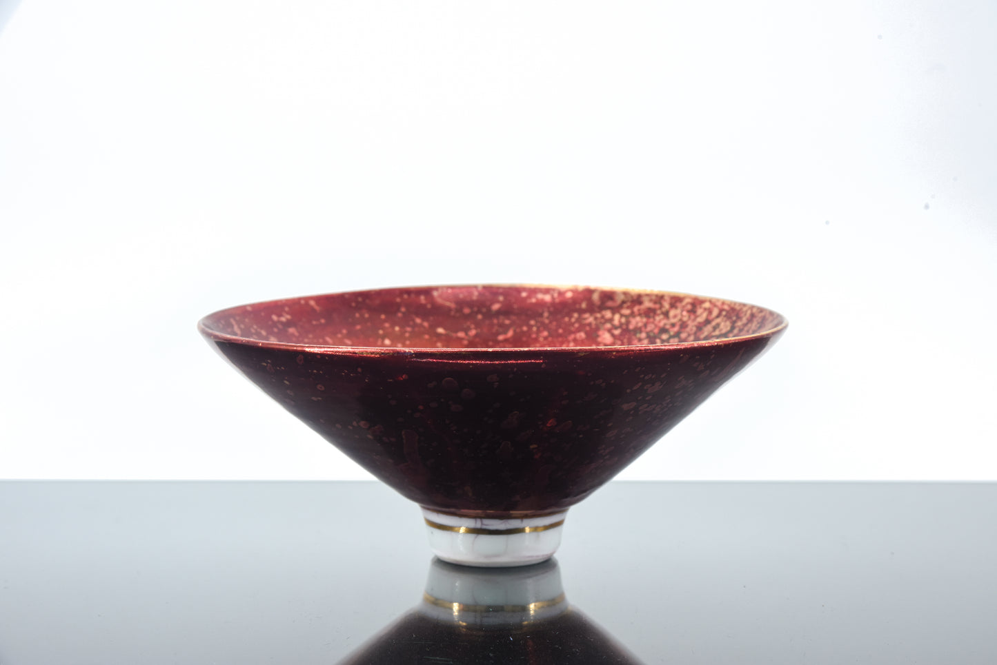 John Davidson Metallic Red & Gold Studio Porcelain Bowl