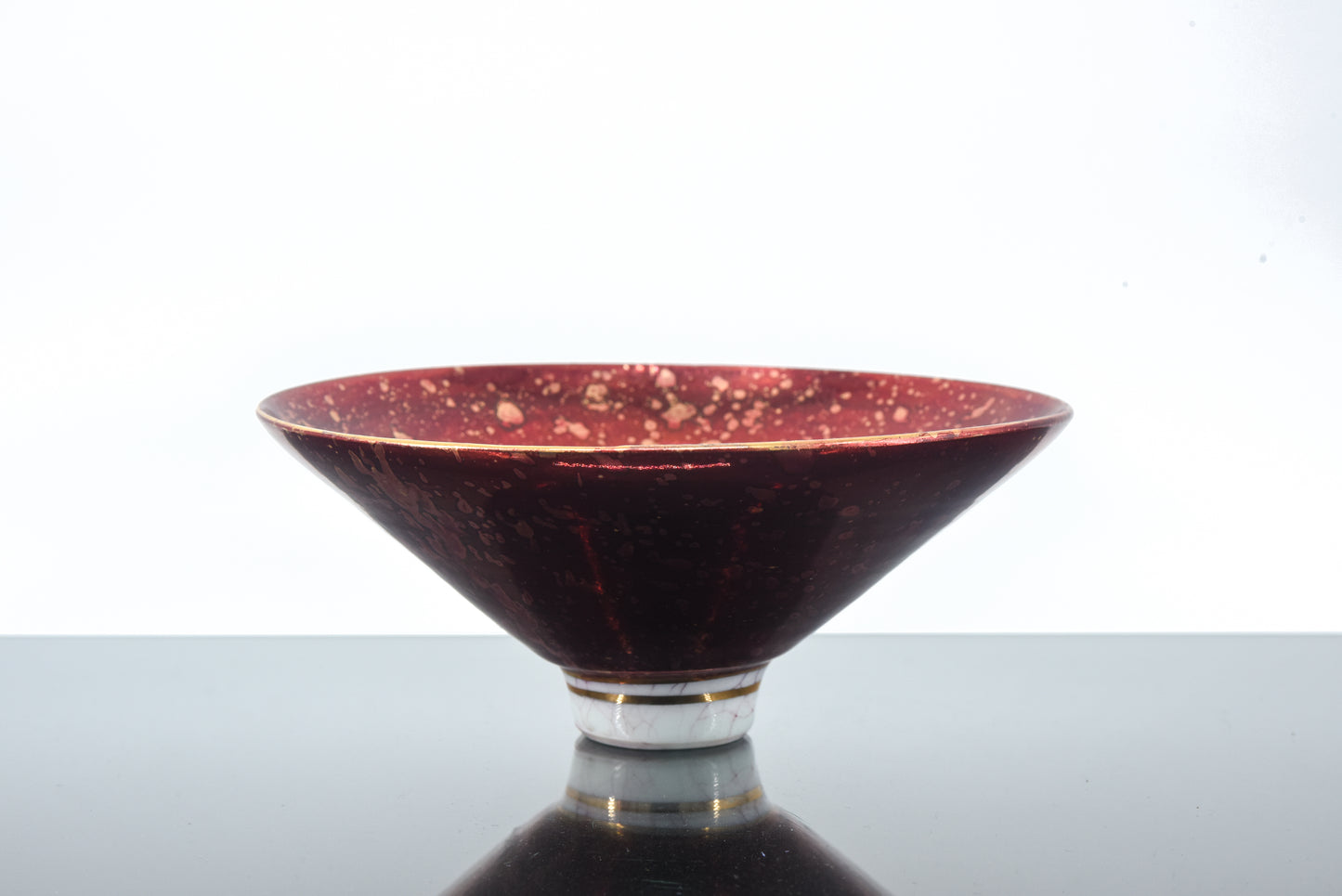 John Davidson Metallic Red & Gold Studio Porcelain Bowl