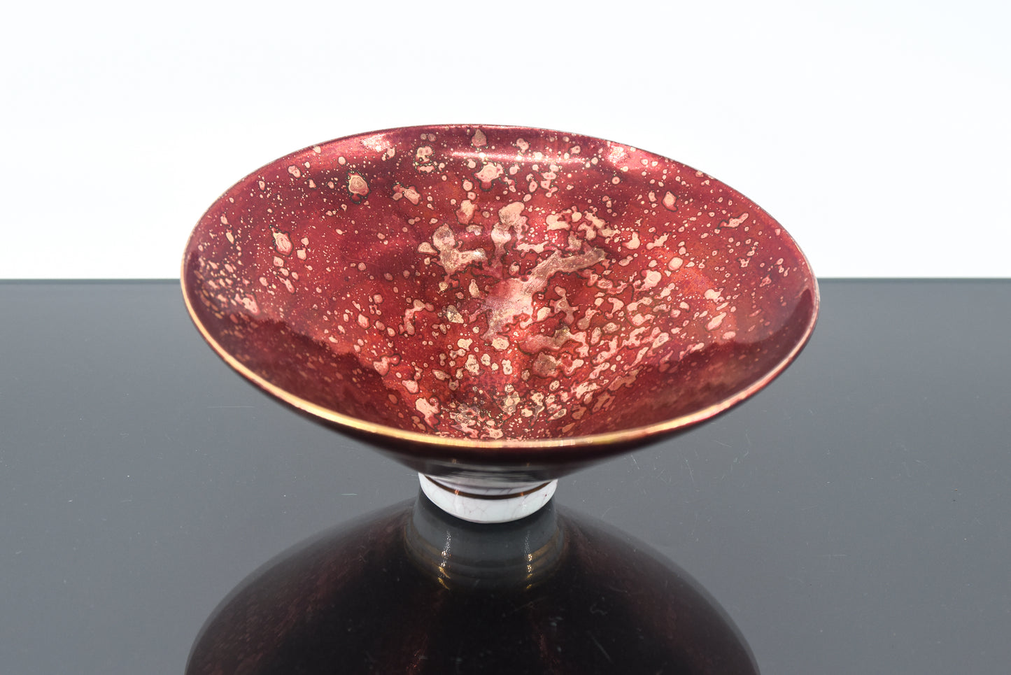 John Davidson Metallic Red & Gold Studio Porcelain Bowl